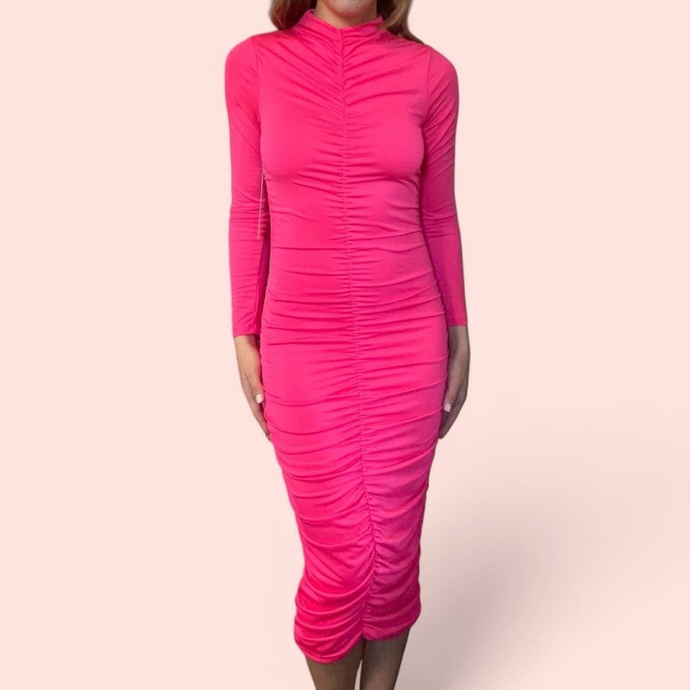 Elegant Pink Ruched Dress